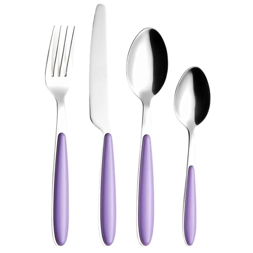 Set di posate da 24 pezzi per 6 persone, in acciaio inossidabile, colore viola