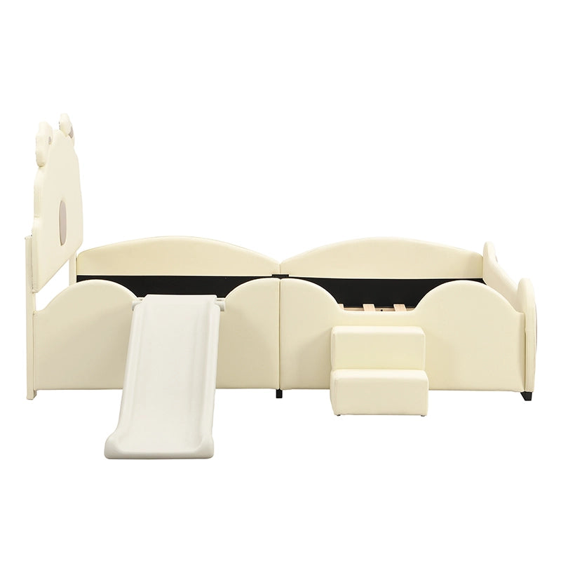 Letto per bambini 140x200 cm con scivolo beige