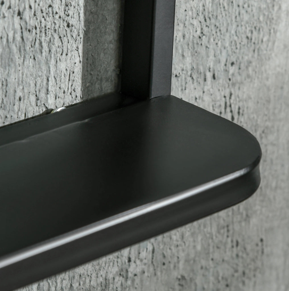 SPECCHIO da parete con mensola 70x50 cm, cornice in ferro nero