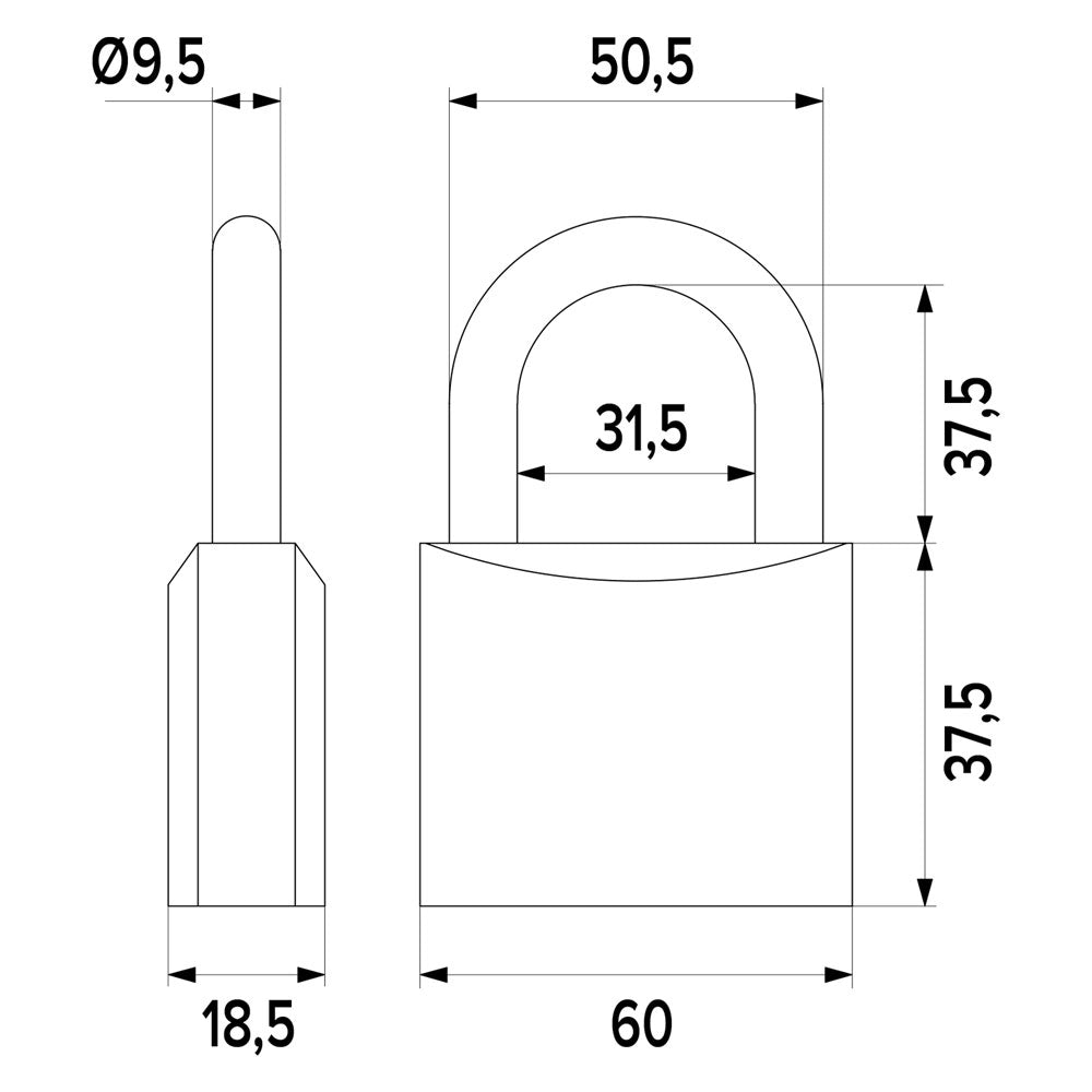 LUCCHETTO RETTANGOLARE mm 60