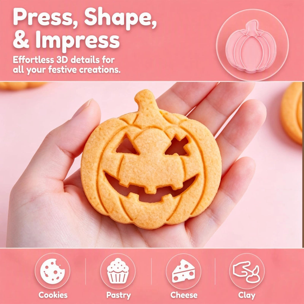 Set di 17 formine per biscotti a forma di zucca, in 3D, per Halloween
