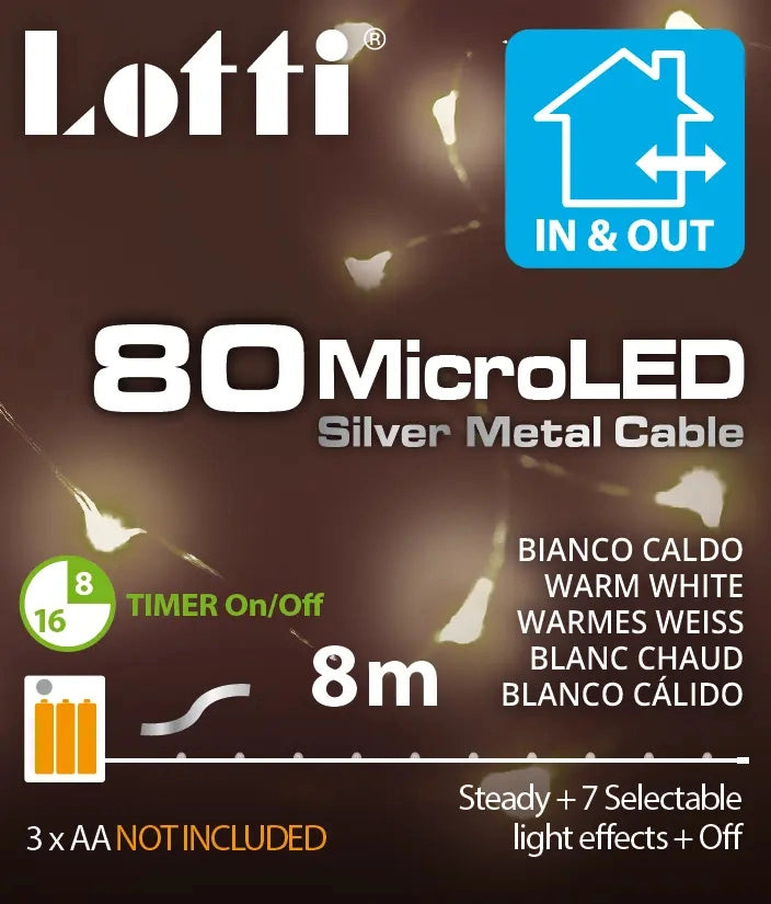 Catena MicroLED 8 m 80 B Caldo timer a batteria