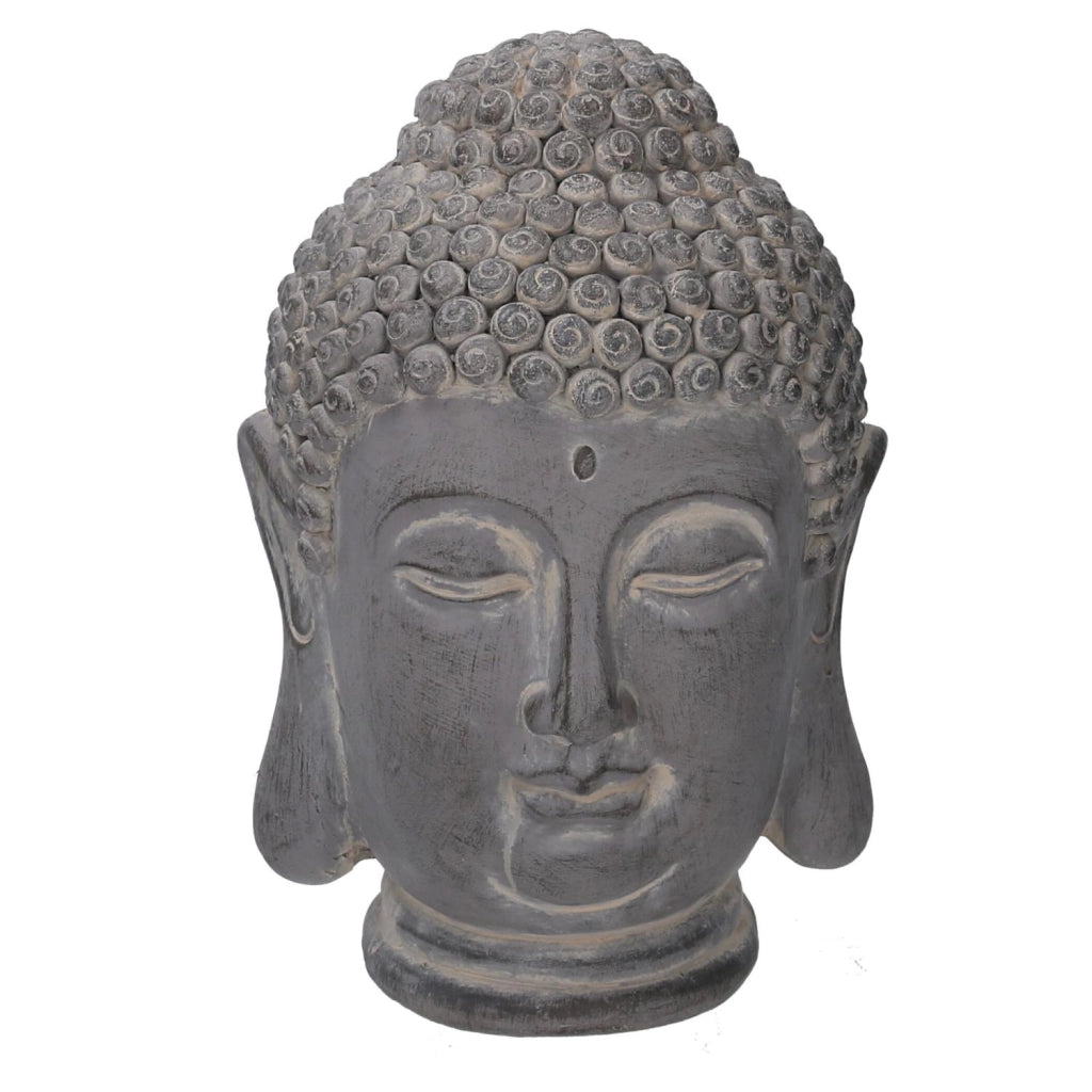 Buddha resina grigio cm 21x20h32