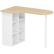 Scrivania per Computer Moderna 100 x 59 cm Sagomata in Legno Rovere con 6 Ripiani Regolabili Tavolo Salvaspazio per Casa e Ufficio