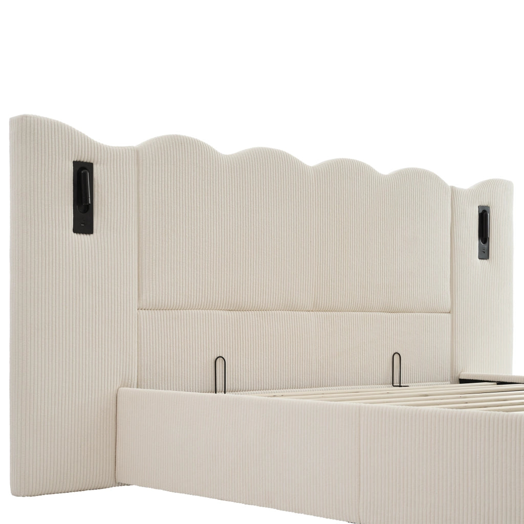 Letto matrimoniale 180x200 contenitore beige-bianco