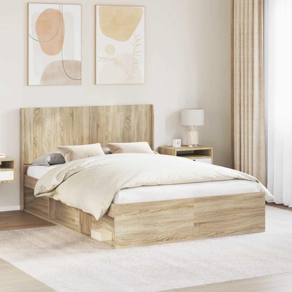 Letto da camera | Struttura del letto con stoccaggio e testata 3 pcs