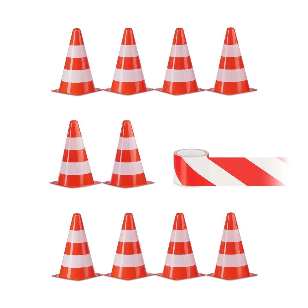 Set di 10 coni di segnalazione impilabili arancioni per delimitazioni sportive interno esterno in plastica arancione 13_0014743