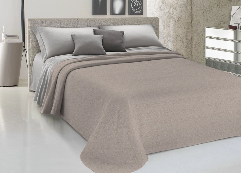 Copriletto Piquet Primavera Estate 100% Cotone Disegno Dublino Bon Bon - Matrimoniale - Beige