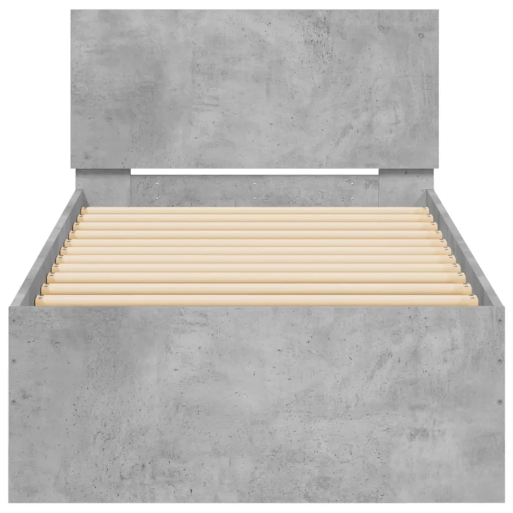 Giroletto con Testiera e LED Grigio Cemento 75x190 cm 838844
