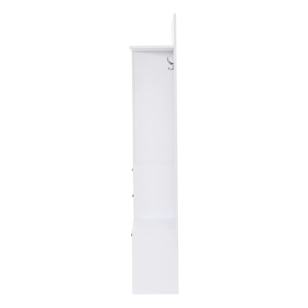 Mobile ingresso con scarpiera e specchio guardaroba bianco 90x30x180 cm in MDF