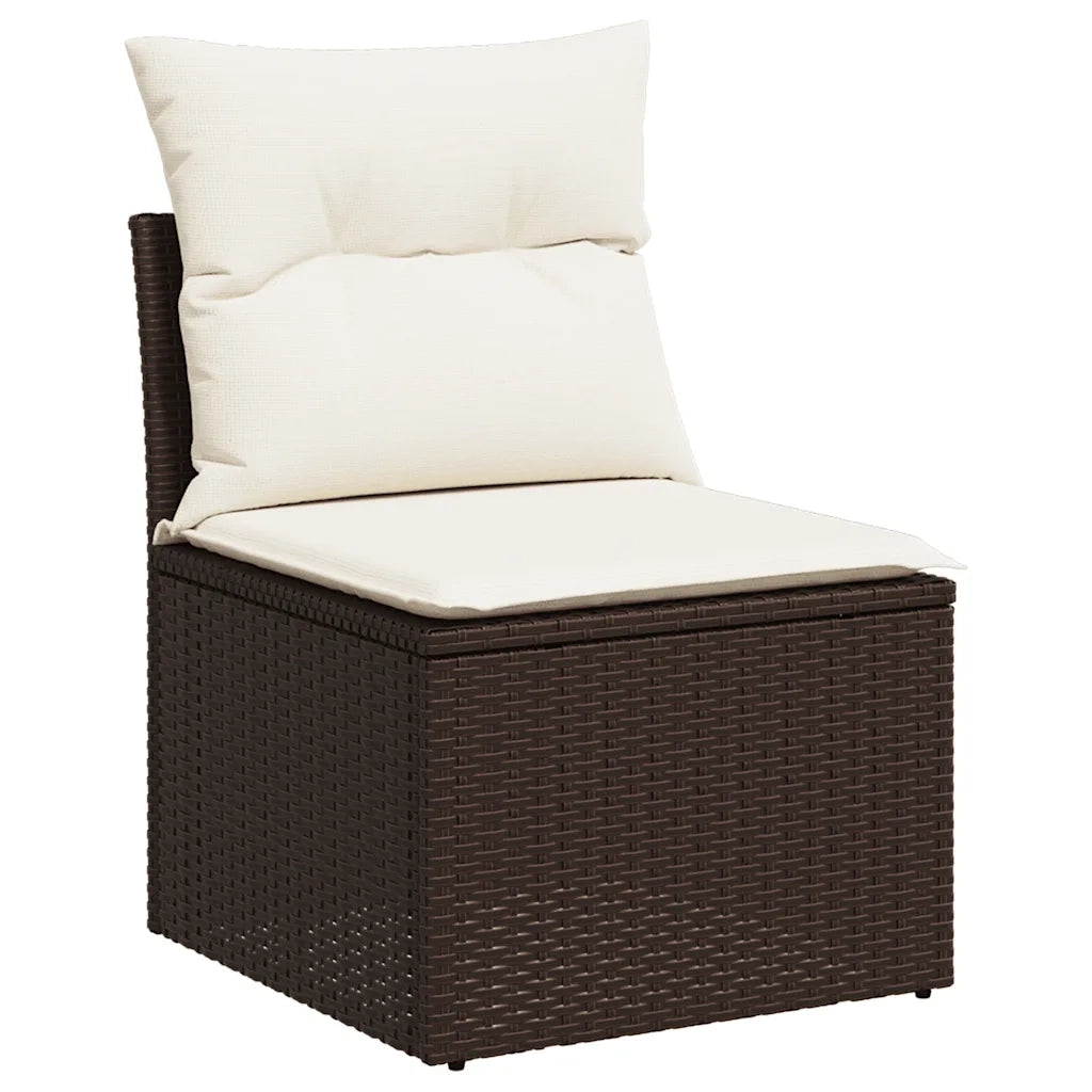 Set Divani da Giardino 7 pz con Cuscini Marrone in Polyrattan 3268573