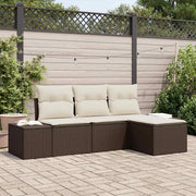 Set Divano da Giardino 4 pcs Marrone e Crema polyrattan 3355677
