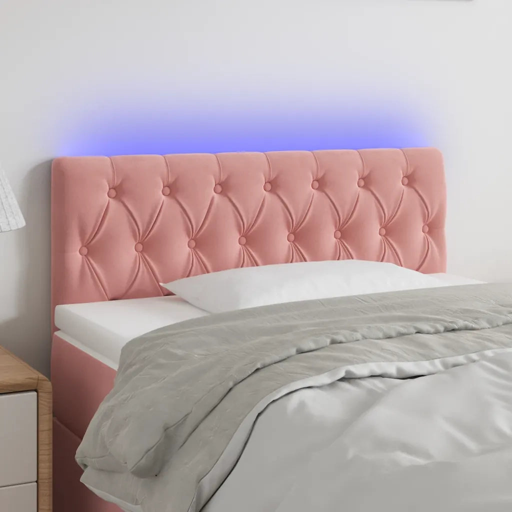 Testiera a LED-Testata con LED Rosa 100x7x78/88 cm in Velluto