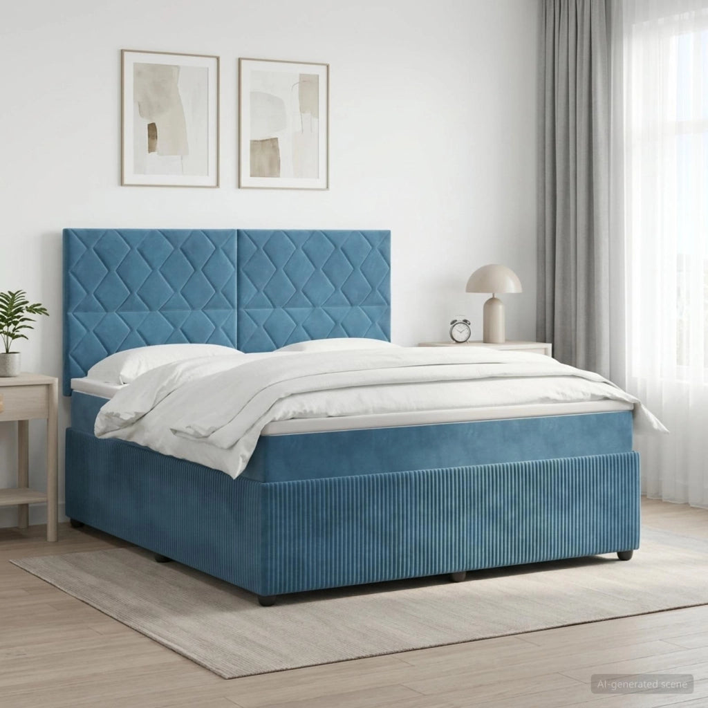 Letto box spring con materasso Blu 140 x 200 cm Velluto 3454629
