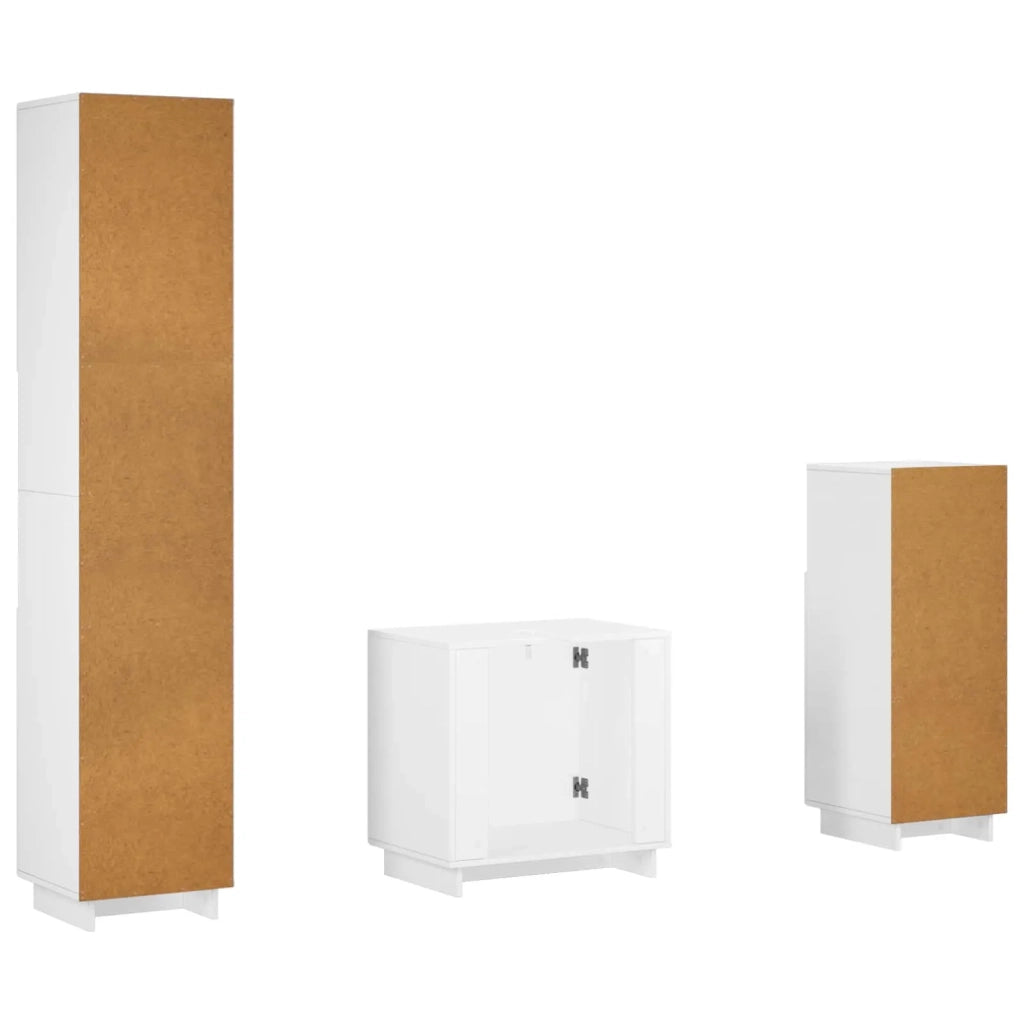 Set mobili da bagno 3 pz Bianco Legno ingegnerizzato 3433046