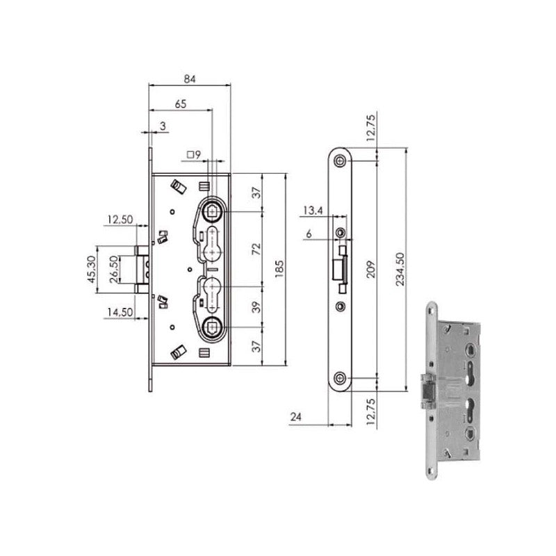Serratura Inf.Tagliafuoco Q9 216120 Iseo