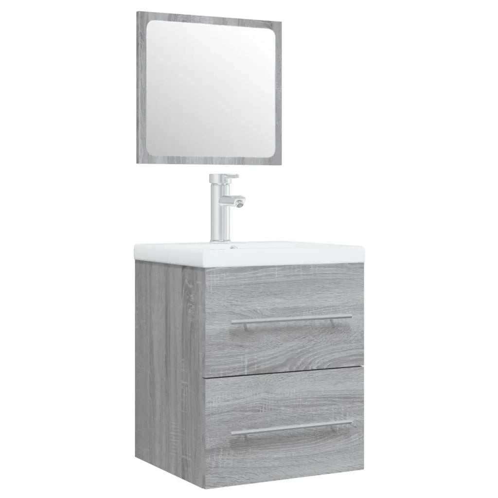 Mobile Bagno e Lavabo Integrato Grigio Sonoma Legno Multistrato