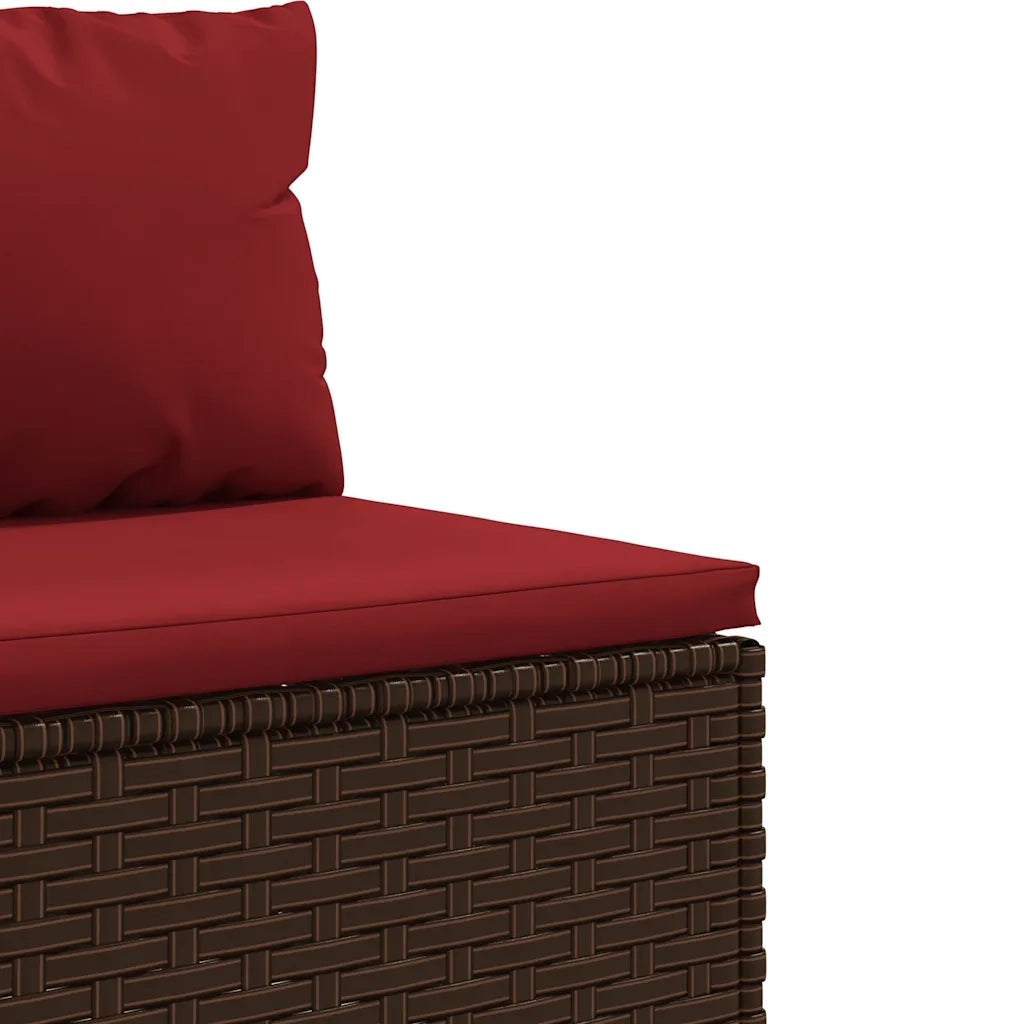 Set Divani da Giardino 10pz con Cuscini in Polyrattan Marrone 3308413