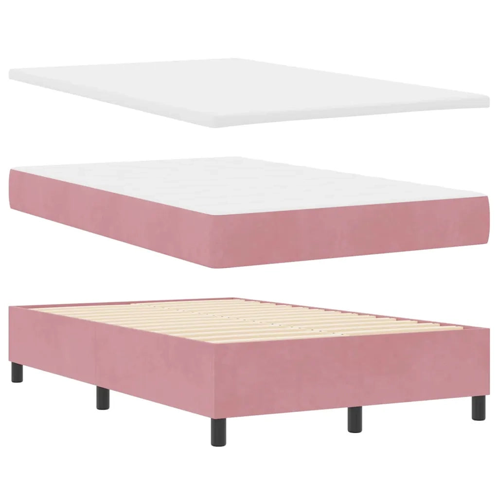 Letto a molle con materasso Rosa 120 x 190 cm Velluto 3339757