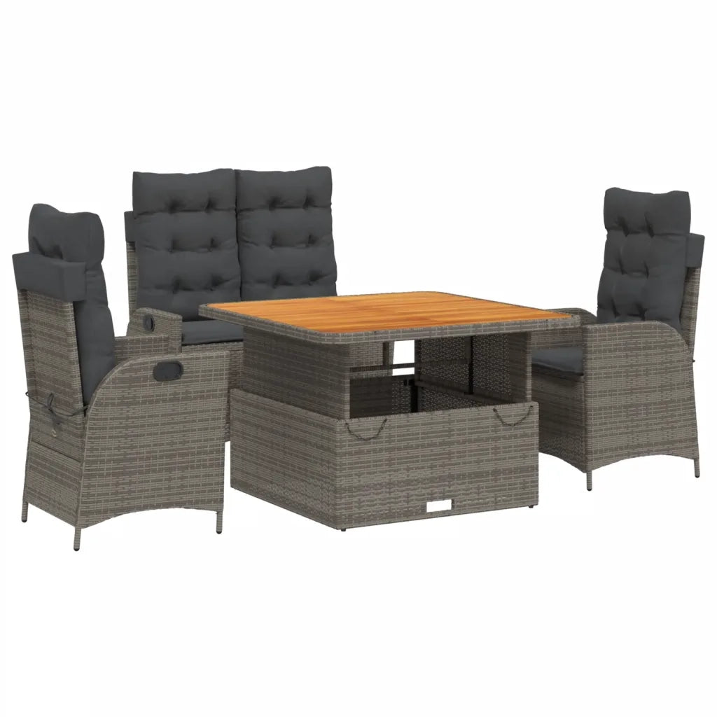 Set da Pranzo da Giardino 4 pz con Cuscini in Polyrattan Grigio 3277464