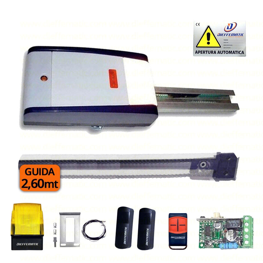 KIT ZODIAC 60 MOTORE BASCULANTE MOLLA FAAC GENIUS 6120041 GUIDA 2,6M + ACCESSORI