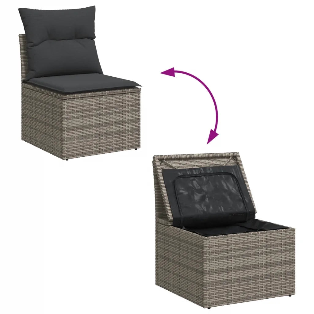Set Divano da Giardino 6 pz con Cuscini Grigio in Polyrattan 3255815