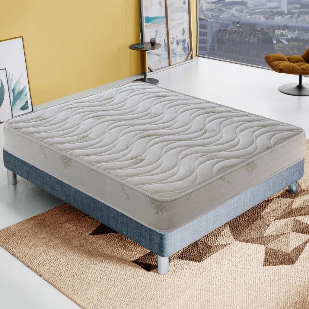 Materasso Singolo 90x200 Alto 25 cm - Aloe Vera – Ortopedico – Alta densità – Onda Massaggiante - Massimo Comfort