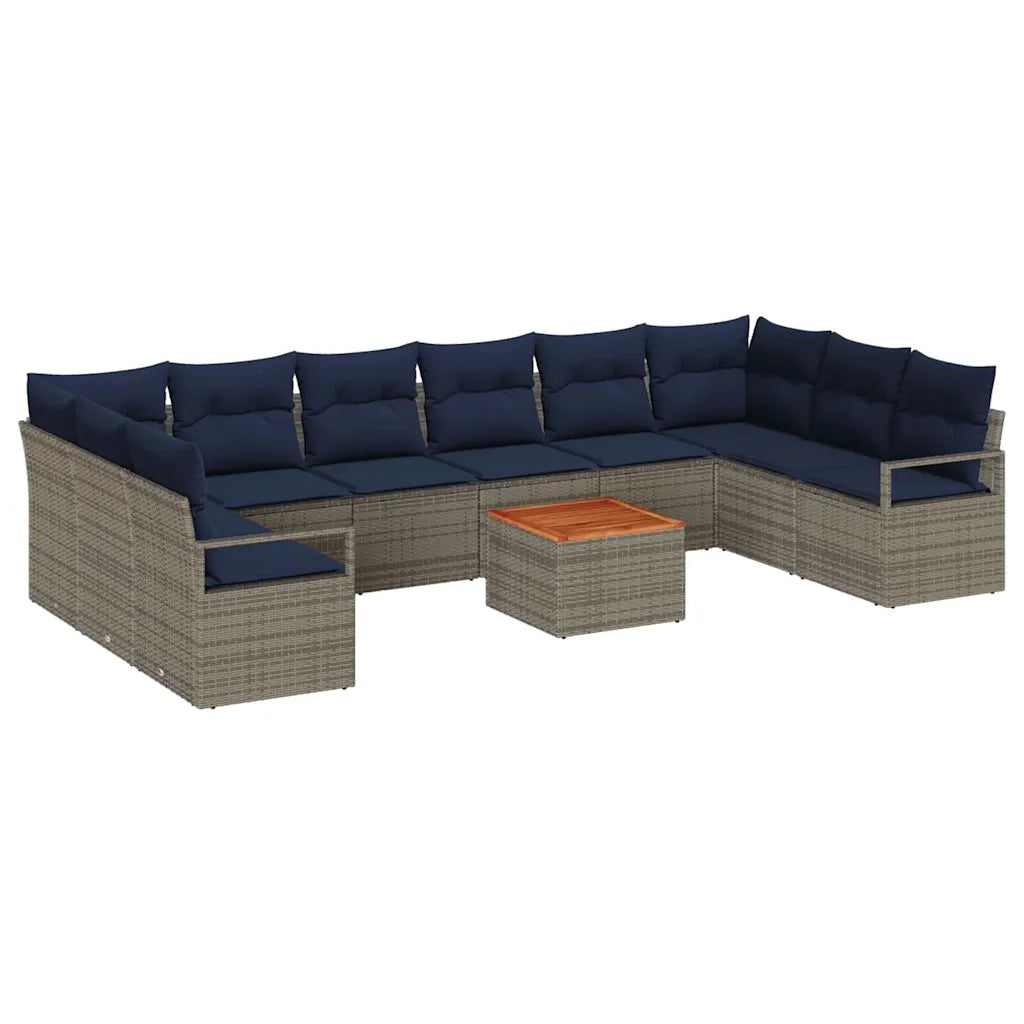 Set Divano da Giardino con cuscino 11 pcs Grigio polyrattan 3347759