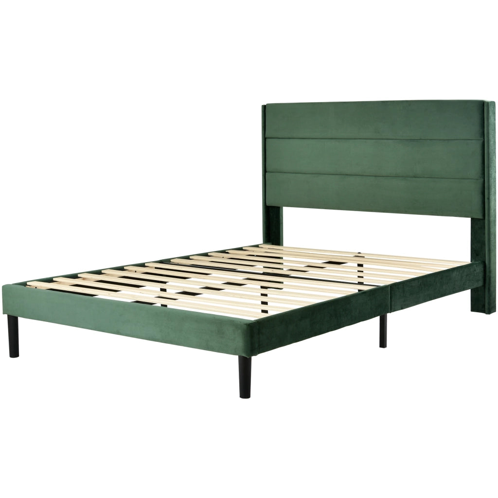 Letto imbottito 140 x 200 cm verde scuro con materasso