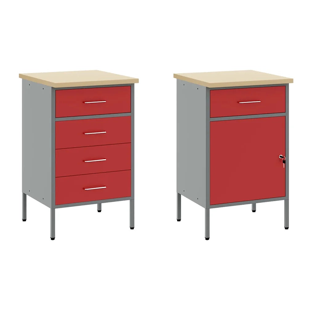 Mobile da lavoro 5 pcs Rosso Legno ingegnerizzato e acciaio 3321425