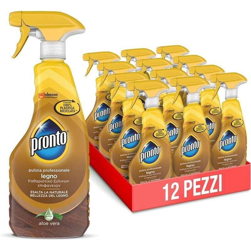 PRONTO TRIGGER PACCO DA 12 PZ LEGNO ESALTA LA NATURALE BELLEZZA DEL LEGNO FRAGRANZA ALOE VERA 1 CONFEZIONE DA 500 ML