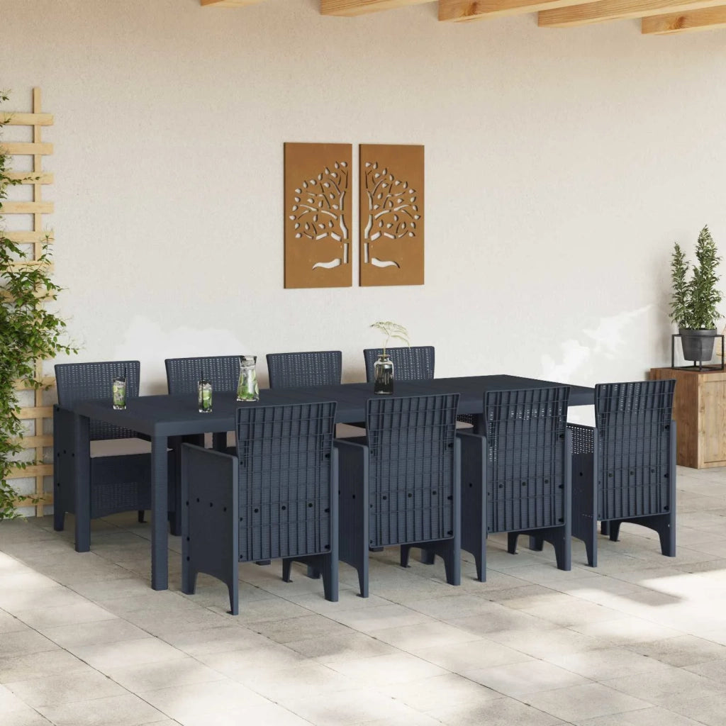 Set da Pranzo per Giardino 9 pcs Antracite Polipropilene 3378733