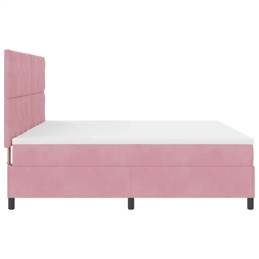 Letto a molle con materasso Rosa 200 x 200 cm Velluto 3339925