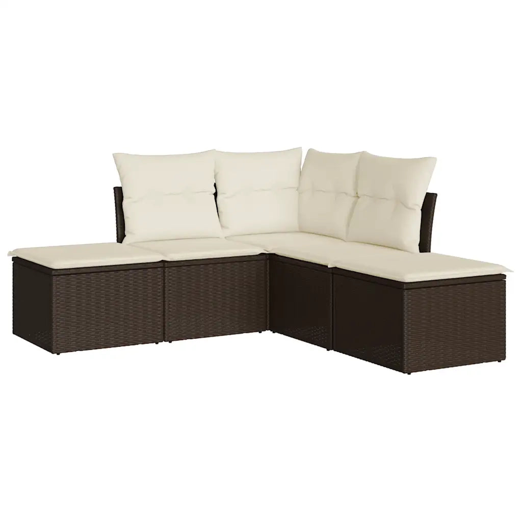 Set Divano da Giardino 5 pz con Cuscini Marrone in Polyrattan 3217723