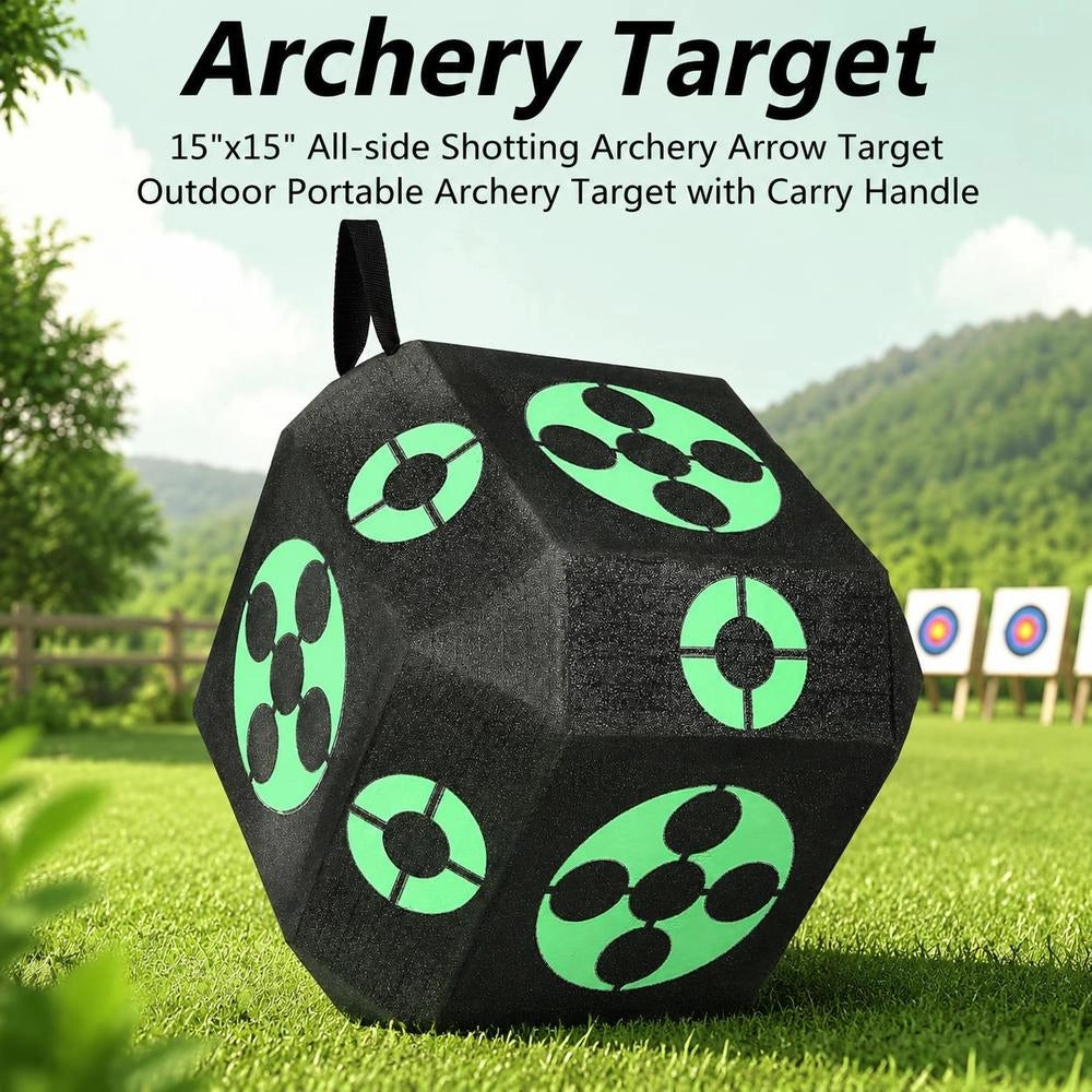 381 X 381 X 381 Mm Archery Target, Cube Archery Target For Recurve Bows, Compound Bows Or Longbows, Portable Bow Arrow Target For Children, Youth, And Adults, Black