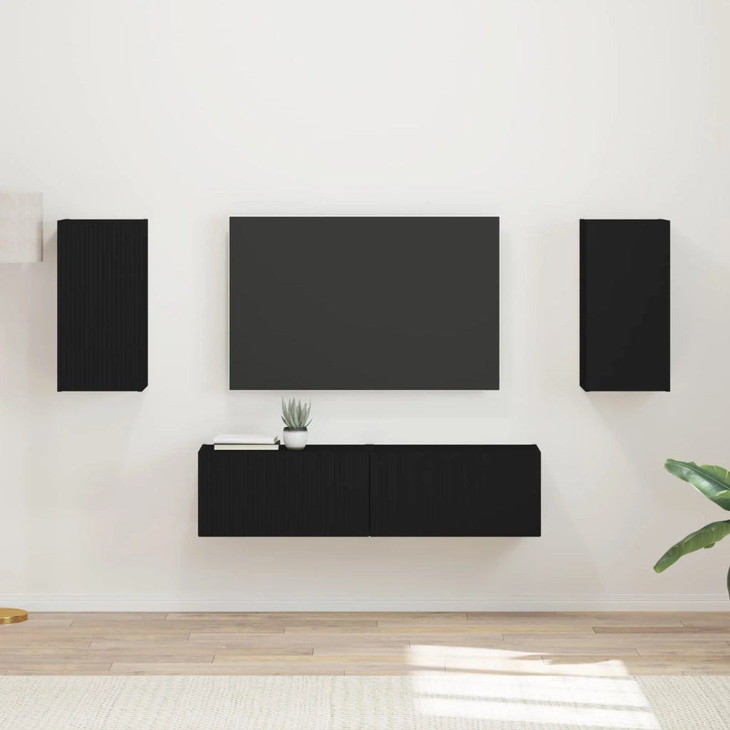 Set mobile TV 4 pcs Nero Legno multistrato 3409151