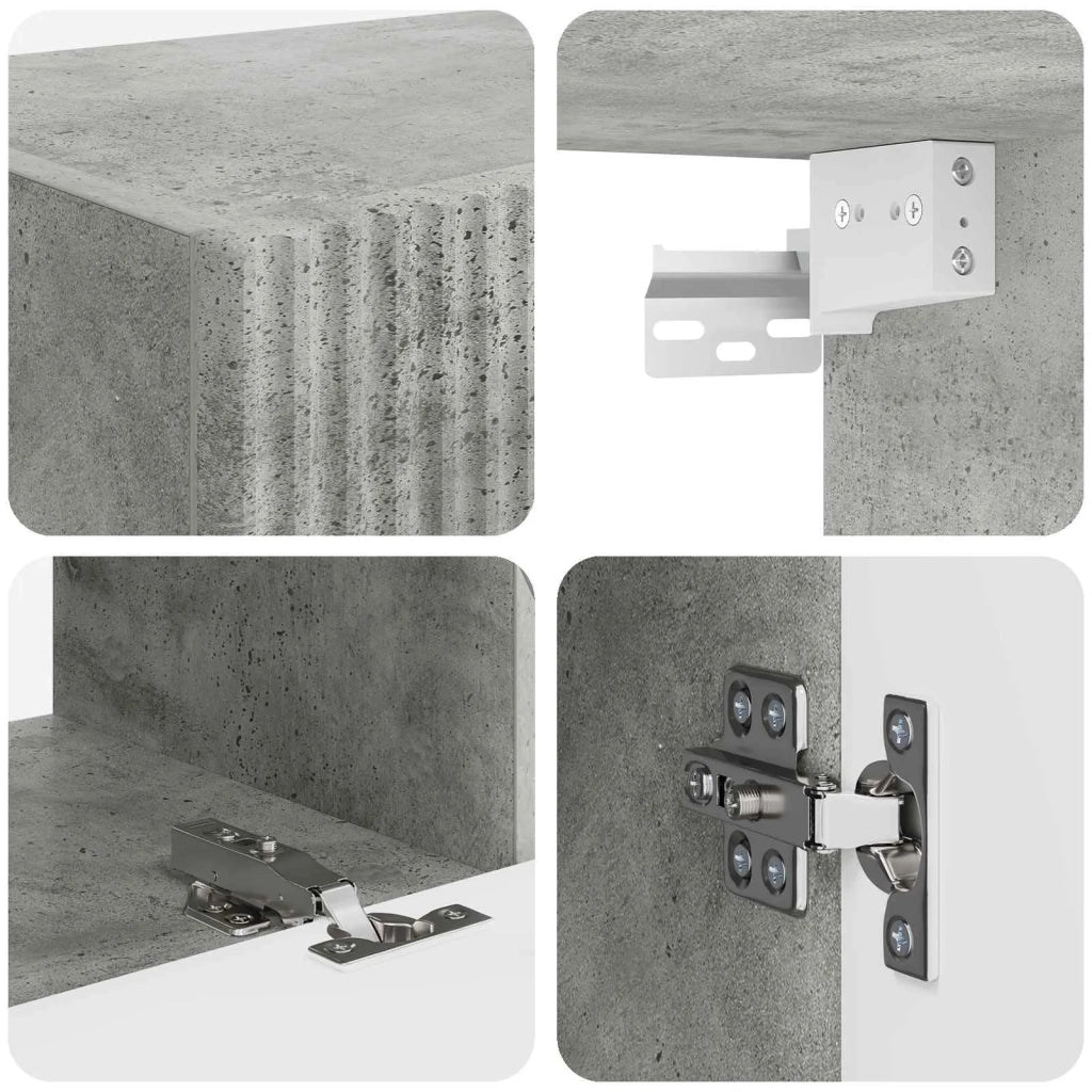 Set mobile TV 4 pcs Grigio cemento Legno multistrato 3409153