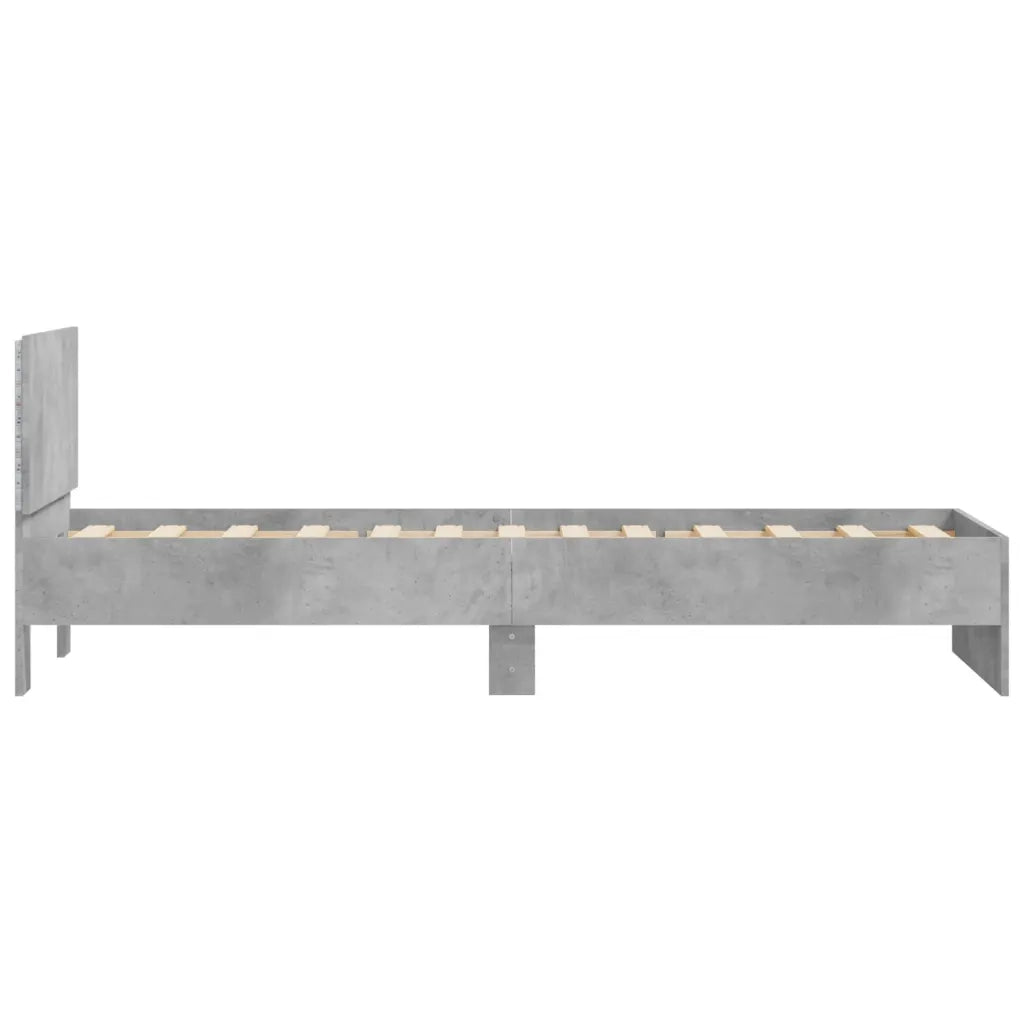 Giroletto con Testiera e LED Grigio Cemento 75x190 cm 838844