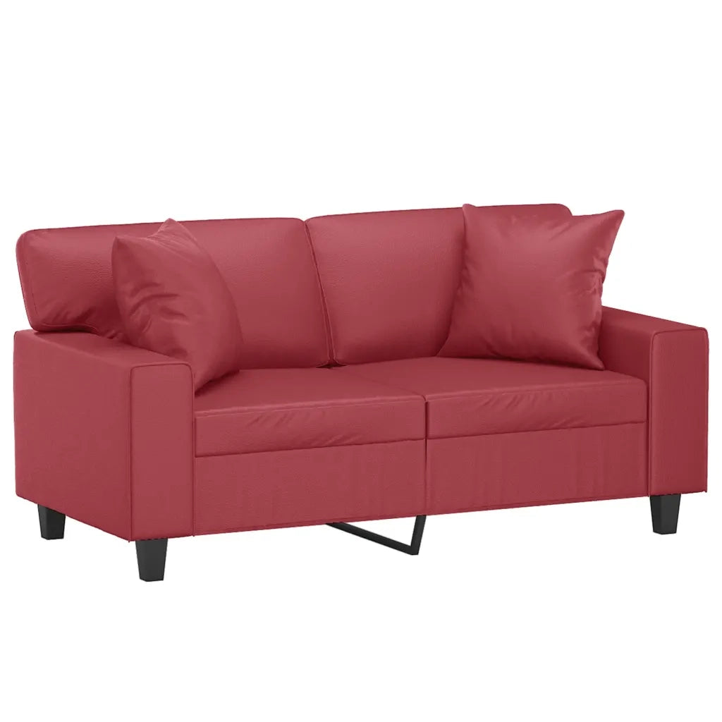 Divano a 2 Posti con Cuscini-Sofa 2 Posti con Cuscini Rosso Vino 120 cm in Similpelle 960981