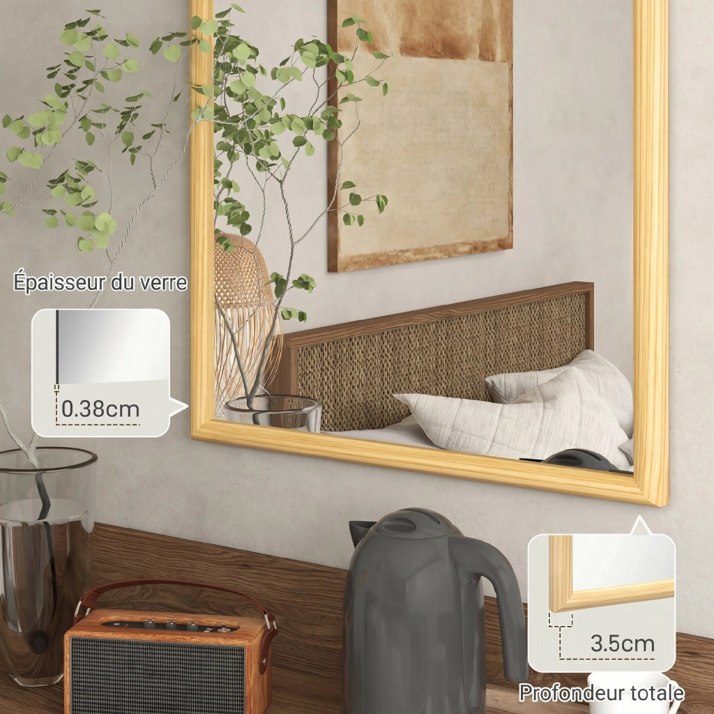 Specchio ad arco ¨C Minimal ¨C legno naturale 110x65 cm