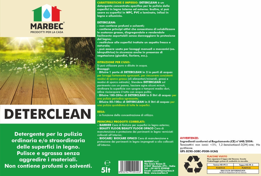 Detergente per pavimenti in legno DETERCLEAN   5LTx4Pz