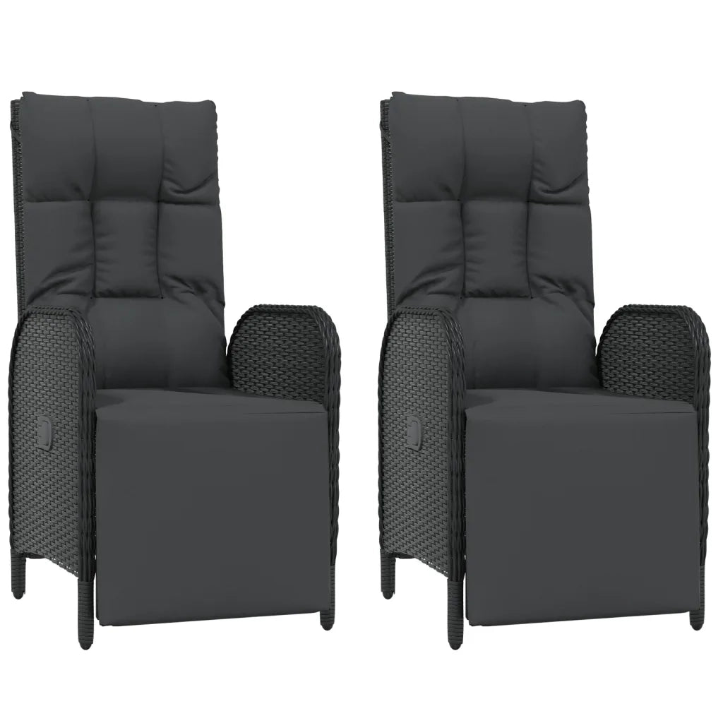 Set da Pranzo da Giardino 5 pz Nero con Cuscini in Polyrattan 3185080
