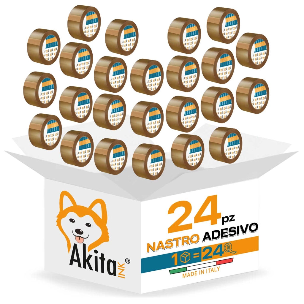 Akitaink 24 pz Nastro Adesivo Avana 50x66mt Silenzioso