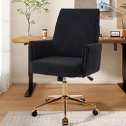 SEDIA Ufficio Ergonomica Girevole Nero Velluto a coste Base Oro