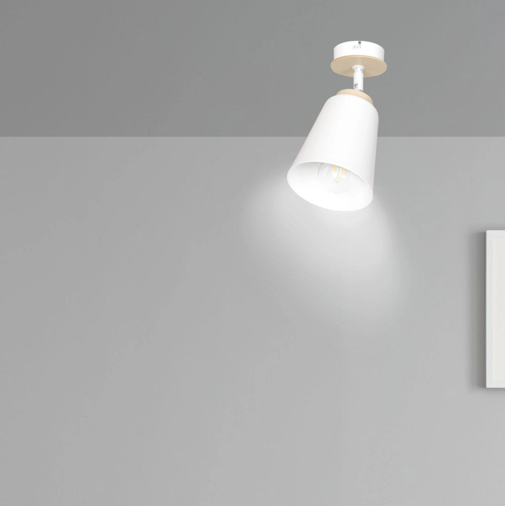 Emibig Atlas lampada soffitto bianca legno chiaro E27