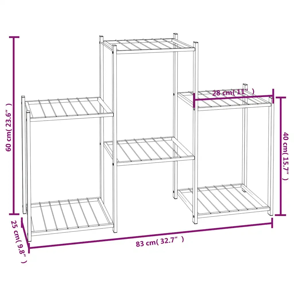 Portafiori 83x25x60 cm Ferro Nero 343125