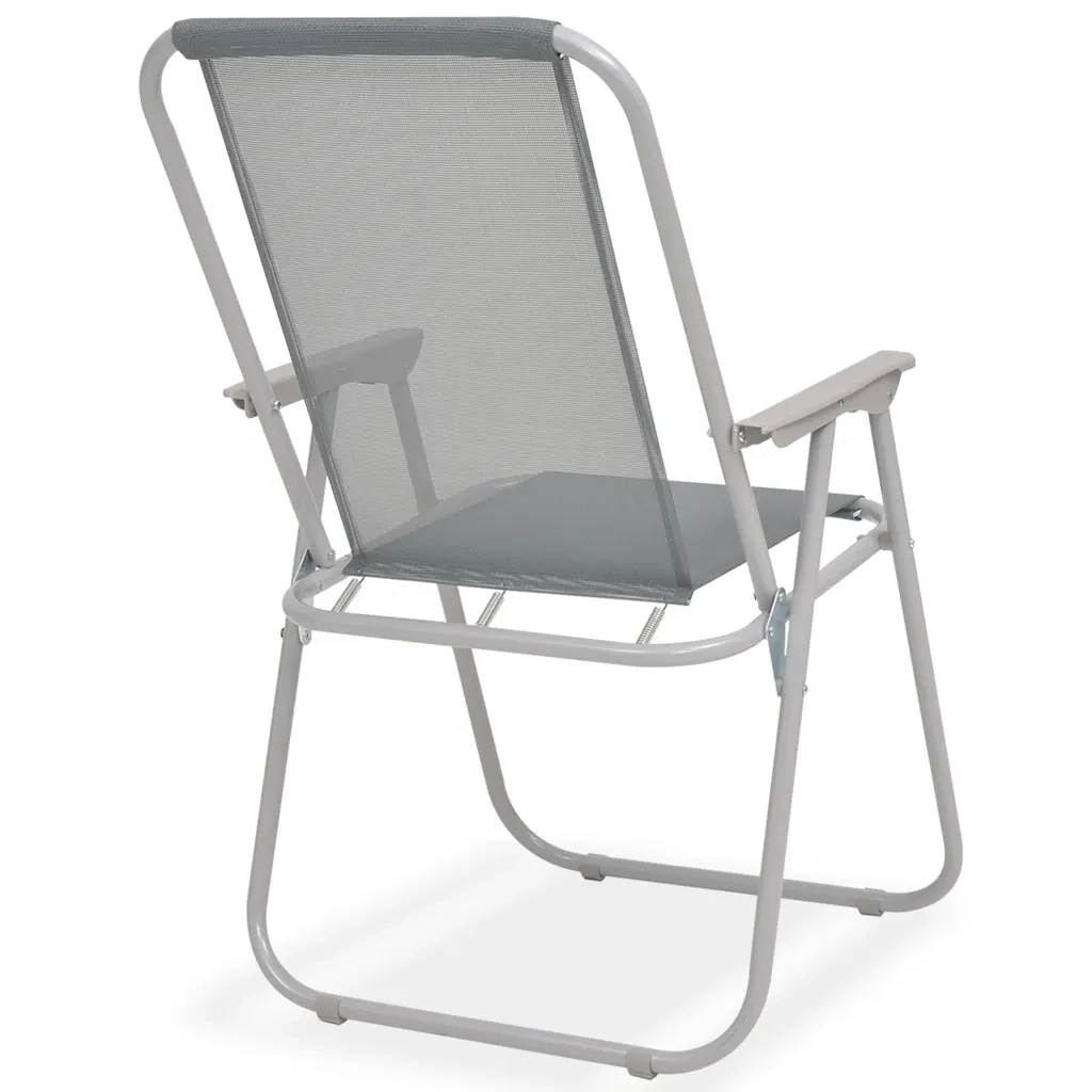 Set da Pranzo da Giardino 6 pz in Acciaio e Textilene Grigio 43785