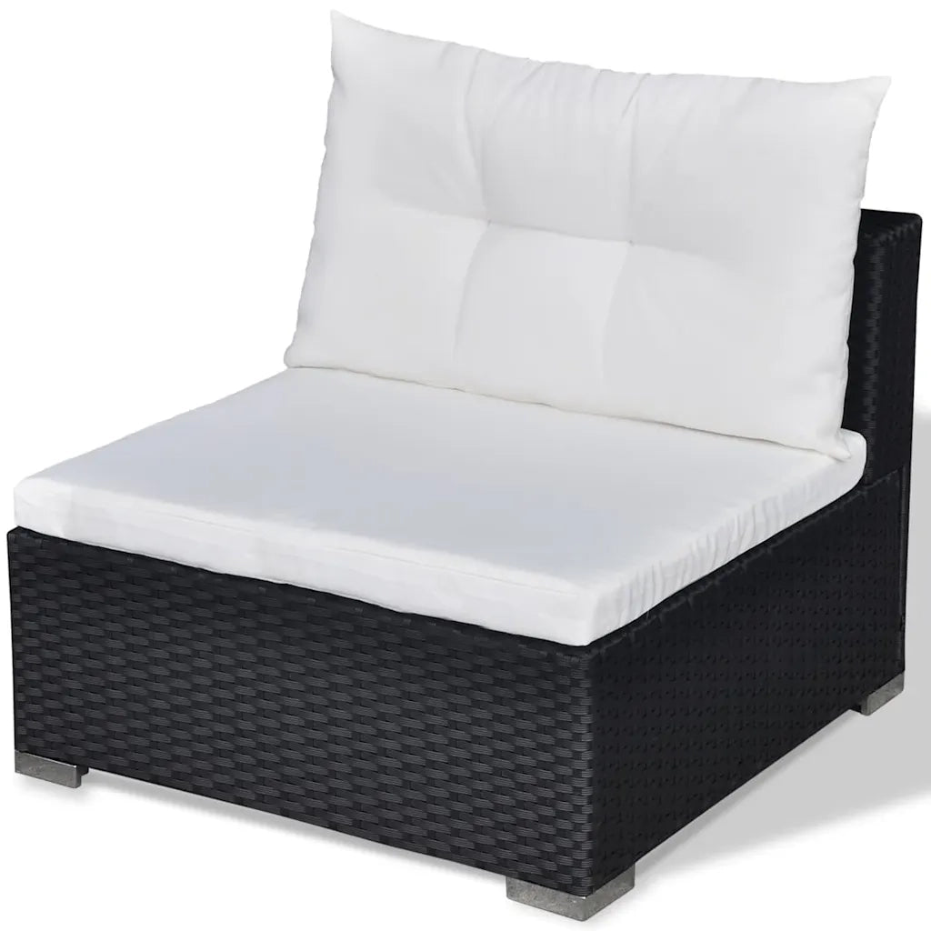 Set Divani da Giardino 6 pz con Cuscini in Polyrattan Nero 42743