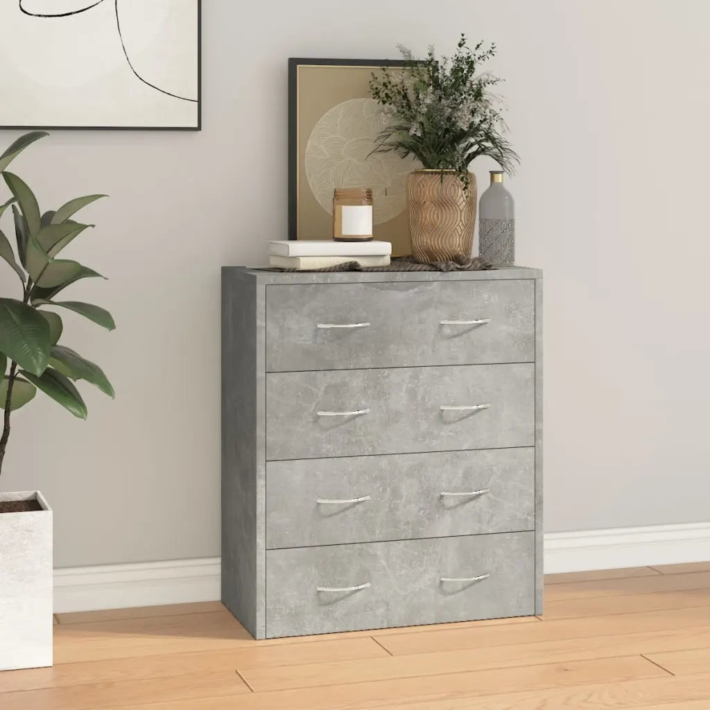 Credenza con 4 Cassetti-Buffet-Armadio da cucina 60x30,5x71 cm Grigio cemento