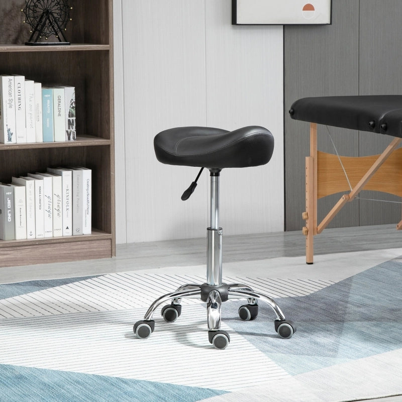 Sgabello da lavoro 48x48x54-69 cm regolabile in altezza girevole con ruote nero